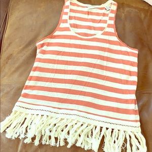 100% Linen Scotch & Soda tank top w/fringe bottom